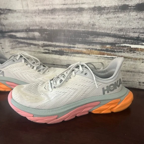 Hoka One One Women's Shoes - white, pink, and Tangerine - Picture 1 of 4